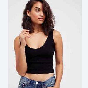 Free People Black Ribbed Brami Top